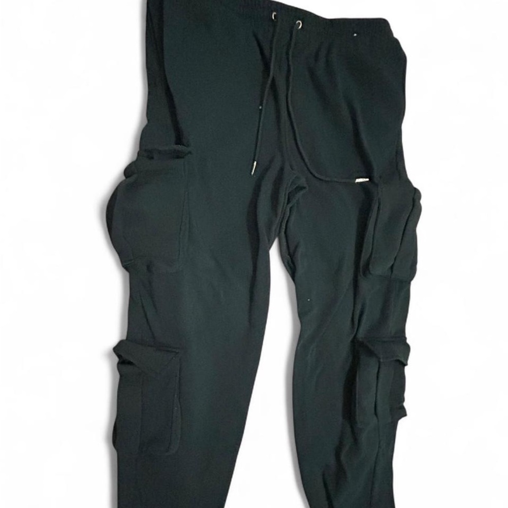 Dark green Track Pants with Drawstring Waistband and Elastic Cuffs